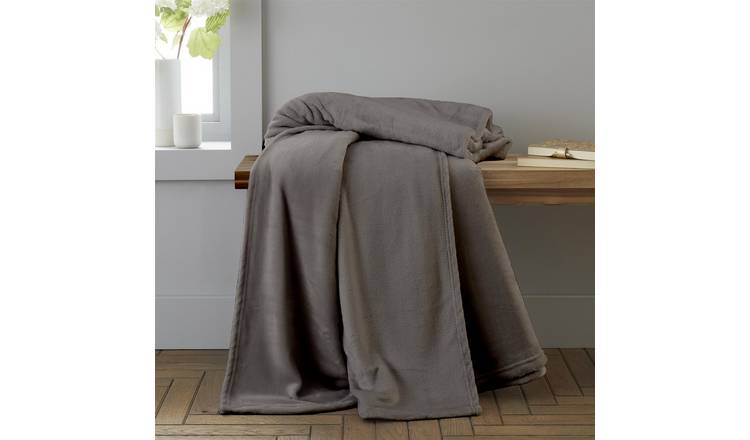 Catherine Lansfield Raschel Velvet Touch Blanket Throw 200 x 240cm - Charcoal