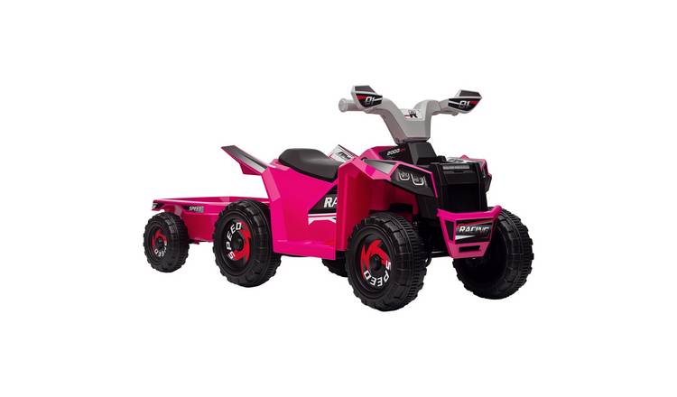 HOMCOM 6V 18 to 36 Months Trailer Electric Ride on Quad Bike – Pink