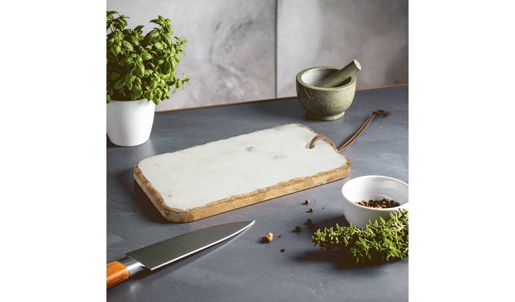 Orsina Empire Marble Foil Detail Chopping and Serving Board - White and Gold
