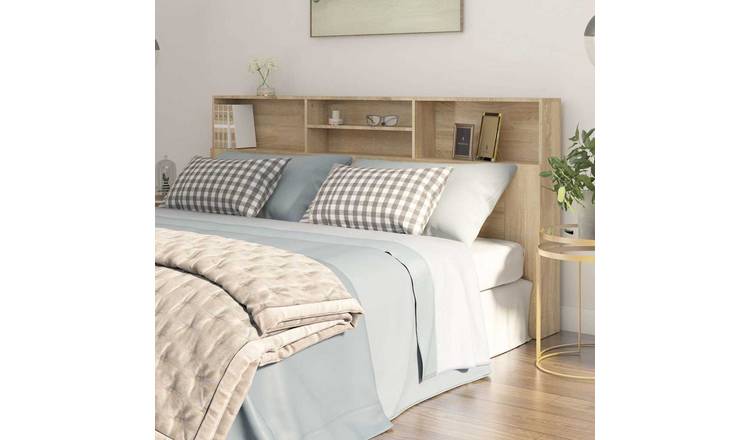 Walplus Engineered Wood Headboard Cabinet - Light Oak - 200 x 19 x 103.5 cm