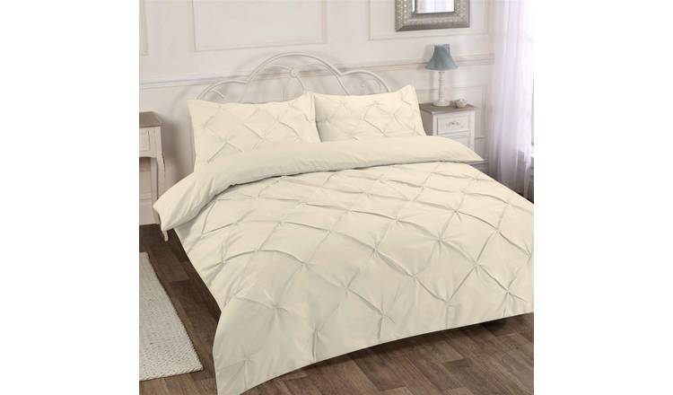 HomeSpace Direct Alexander Pintuck Cream Duvet Cover Set - Double