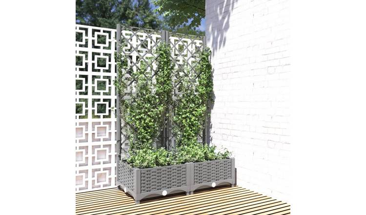 Walplus Polypropylene Garden Planter - Light Grey - 80 x 40 x 121.5 cm