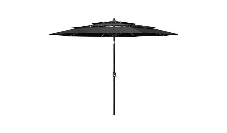 Walplus Polyester Garden Parasol - Anthracite - 300 x 243 cm