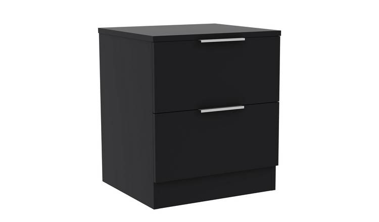 Vida Designs Trega 2 Drawer Bedside Chest - Black