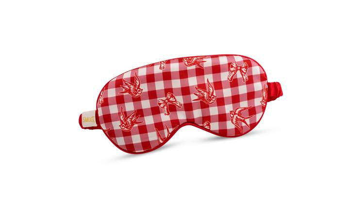 SMUG Satin Sleep Mask - Gingham Bows & Birds Print