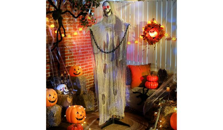 Outsunny 6ft Animated Halloween Skeleton Grim Reaper Decorations