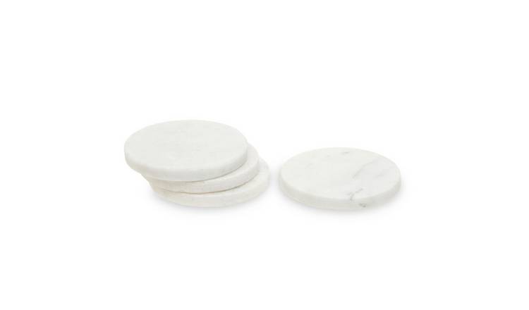 Orsina Set Of 4 Kindia Marble Round Coasters - White