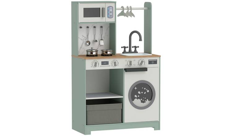 AIYAPLAY 3-6 Years Stove Sink and Microwave MDF Toy Kitchen – Pale Green