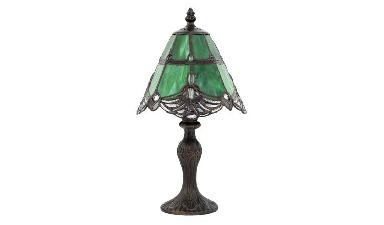 Happy Homewares Quirky and Petite Green Stained Glass Tiffany Table Lamp - 19cm