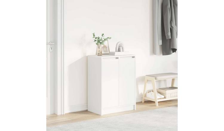 Walplus Engineered Wood Shoe Cabinet - White - 57 x 34 x 76 cm