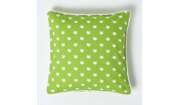 Homescapes Green Cotton Stars Cushion Cover - 45 x 45 cm