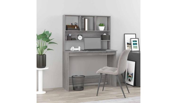 Walplus Shelves Engineered Wood Desk - Grey and Oak - 102 x 45 x 148 cm