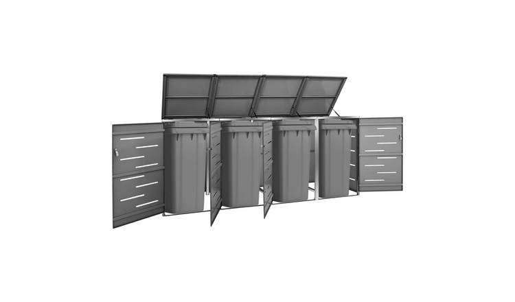 Walplus Quadruple Wheelie Bin Store - Anthracite - 276.5 x 77.5 x 112.5 cm