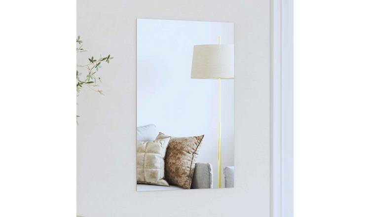 Walplus Rectangular Tempered Glass Wall Mirror - Silver - 40 x 60 cm