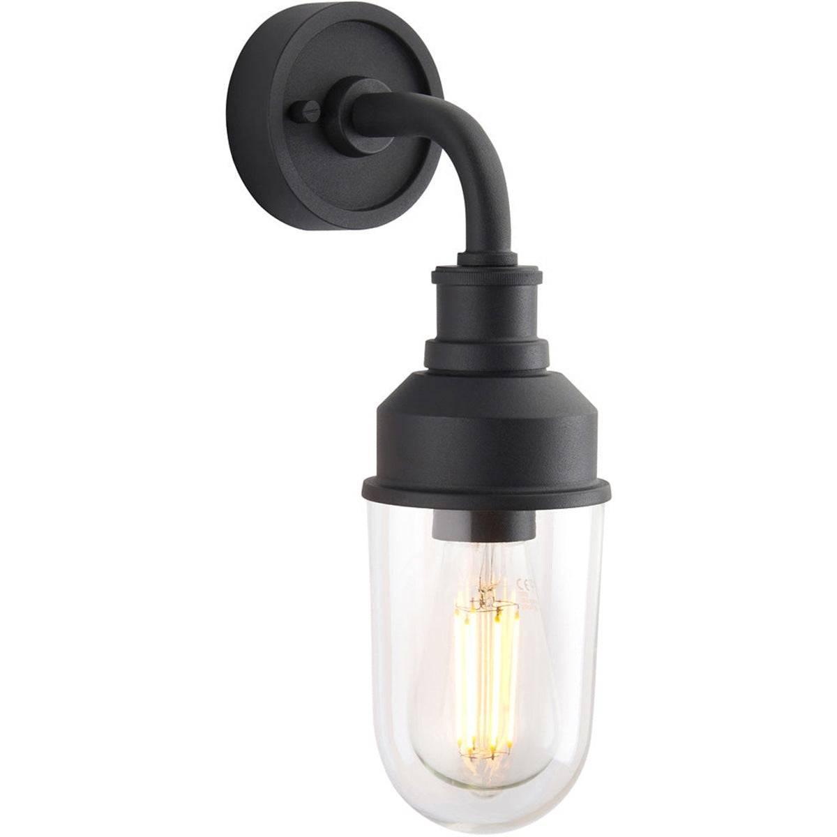 Loops Direct Aluminium and Glass Wall Light - Black and Clear - Image 1