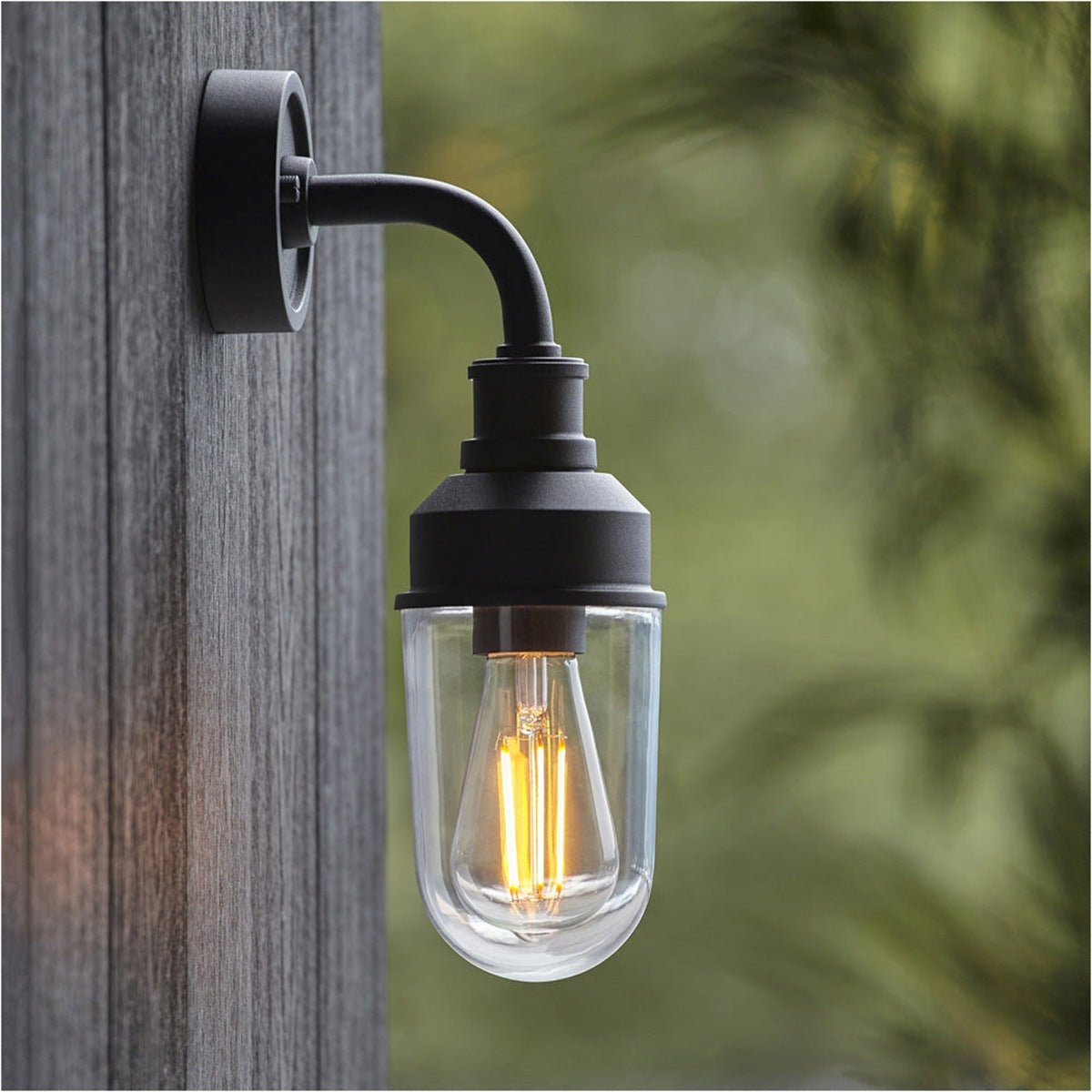 Loops Direct Aluminium and Glass Wall Light - Black and Clear - Image 2