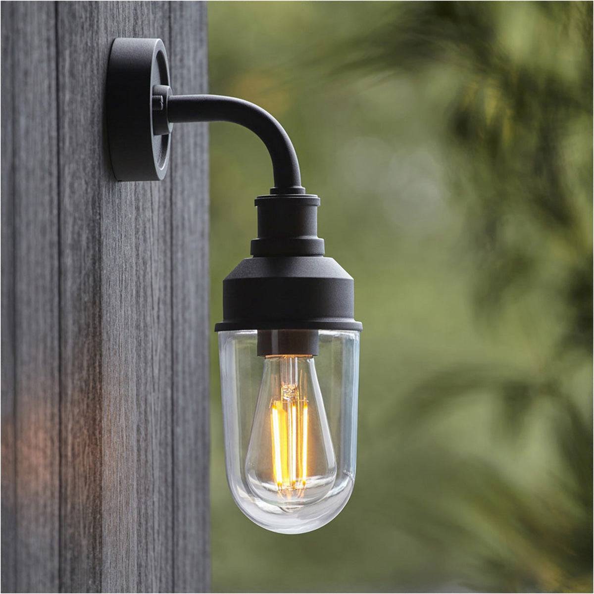 Loops Direct Aluminium and Glass Wall Light - Black and Clear - Image 2