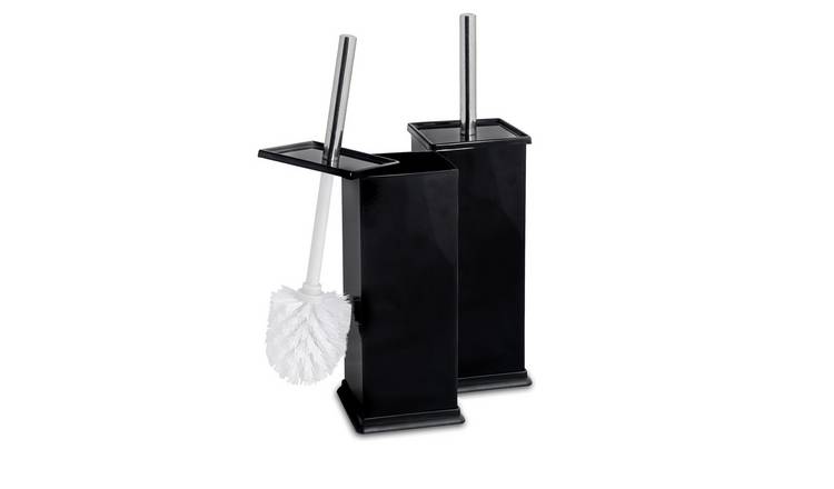 Harbour Housewares Square Toilet Brushes - Black - Pack of 2