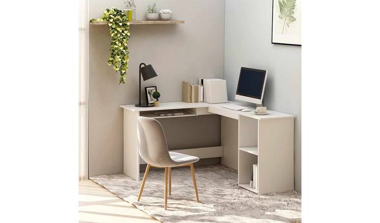 Walplus Wood Corner Desk - White - 120 x 140 x 75 cm