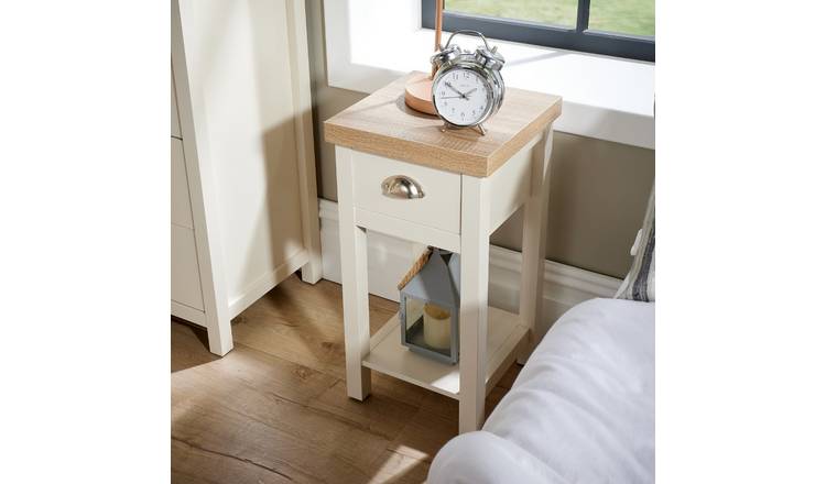 Home Source Avon Narrow 1 Drawer Bedside Table - Off White