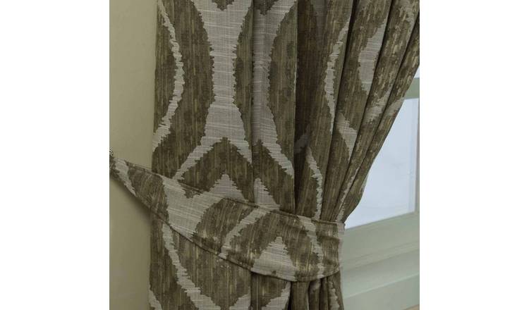 Homescapes Pack of 2 Ikat Jacquard Curtain Tie Backs – Green
