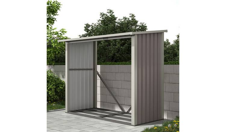 Charles Bentley 6x3ft Metal Log Wood Store Shed - Grey