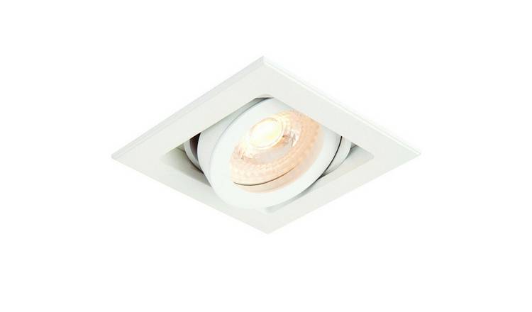 Loops Direct Die Cast Aluminium Adjustable Square Downlight - White