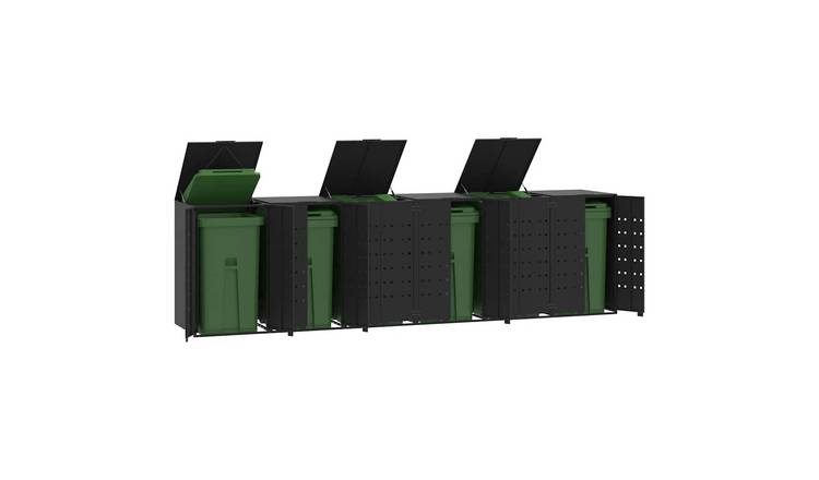 Walplus Steel Wheelie Bin Store - Black - 414 x 79 x 117 cm