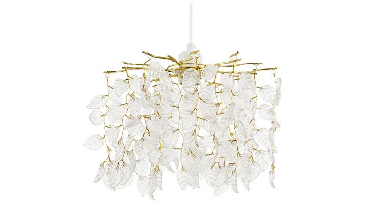 Happy Homewares Gold Clear Glass Leaf Cascading in Gold Pendant Shade - 31cm
