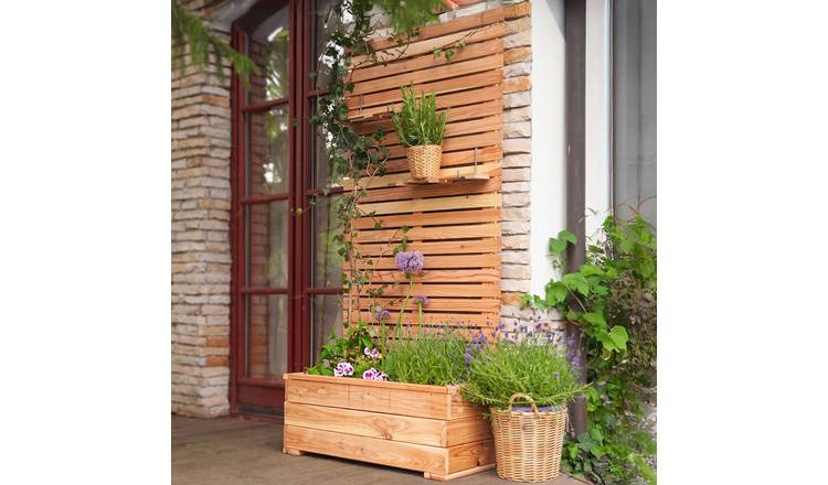 Primrose Wooden Trough Planter with Close Style Privacy Trellis - 1.73m