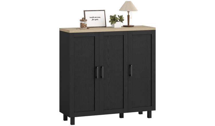 HOMCOM 3 Doors and Adjustable Shelves Sideboard Buffet Cabinet - Black