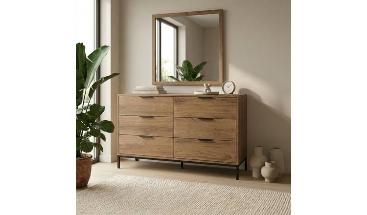 Decortie Mars 6 Drawer Wide Chest - Dark Oak