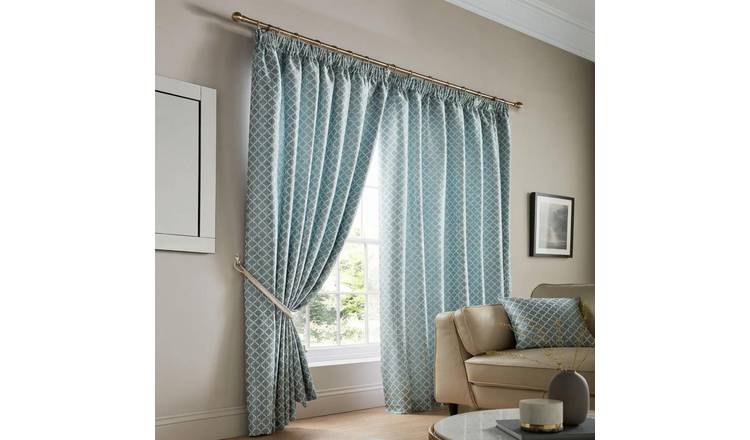 Alan Symonds Cotswold Pencil Pleat Curtains - Teal - 168 x 137cm