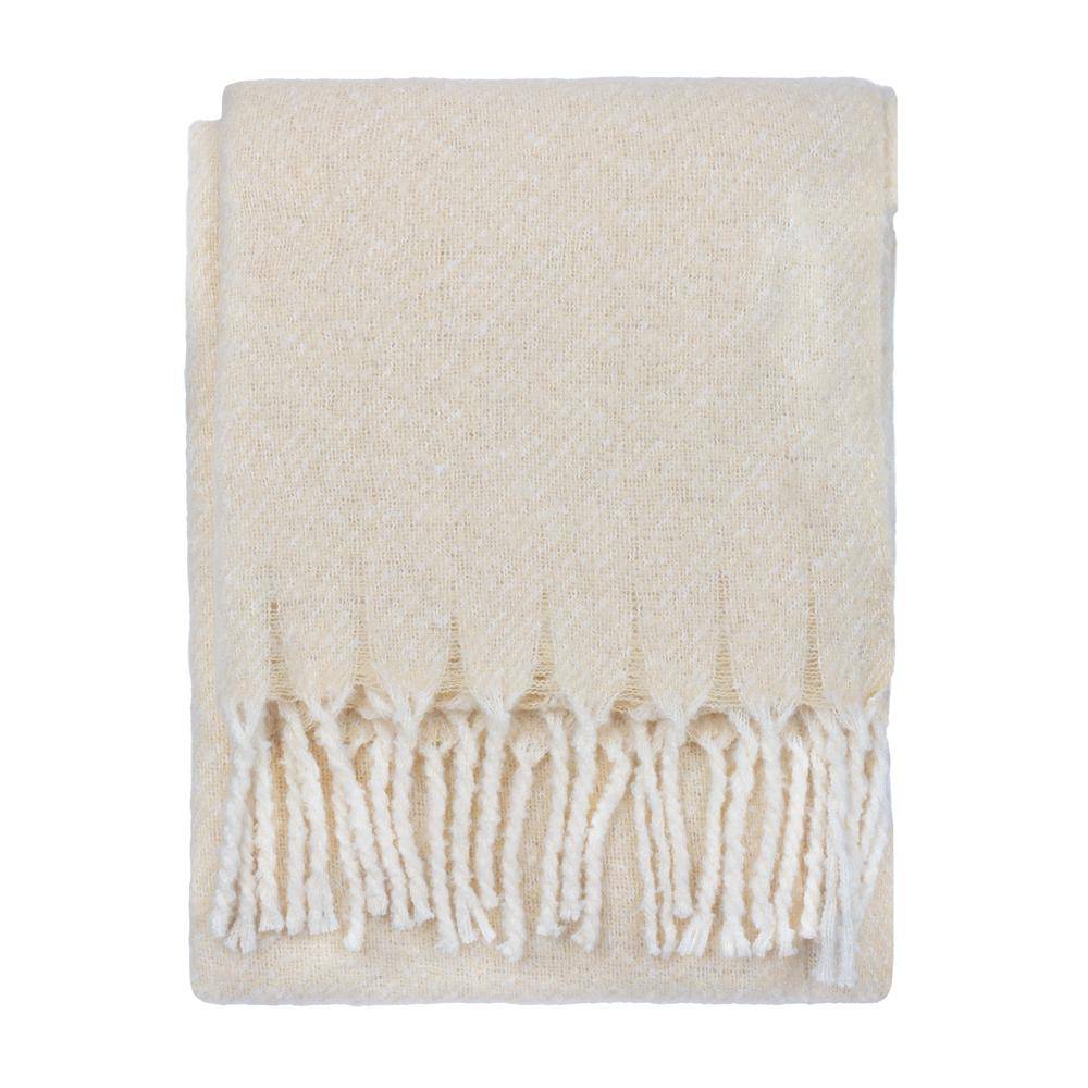 Wylder Isla Woven Tassel Cream Throw - 130cm x 180cm - Image 1
