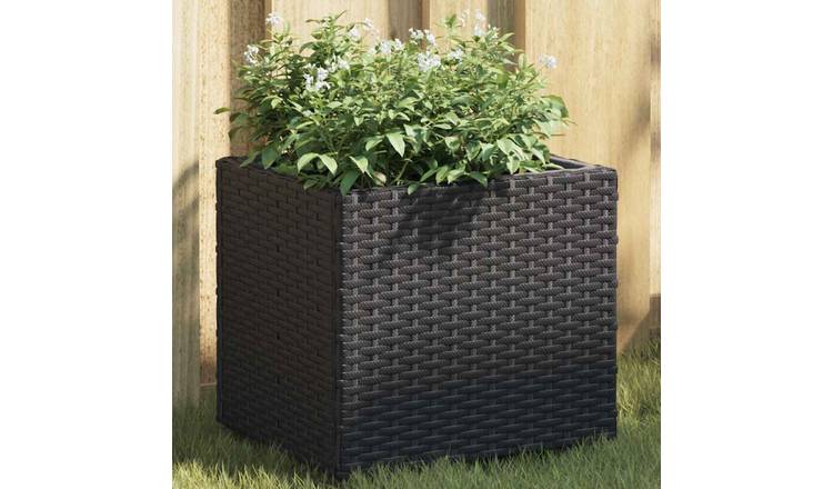 Walplus Pack of 2 Poly Rattan Garden Planter - Black - 36 x 30 x 32 cm