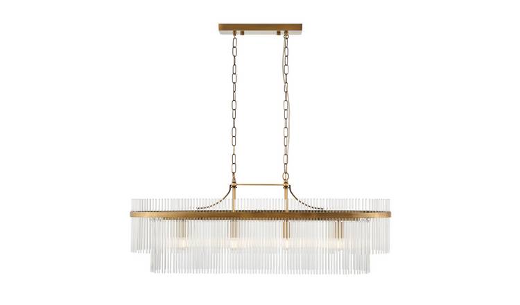 Loops Direct Steel and Glass 4-Light Linear Pendant - Antique Brass