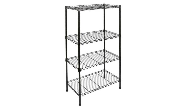 Harbour Housewares 4 Tier Adjustable Wire Shelving Unit - Black
