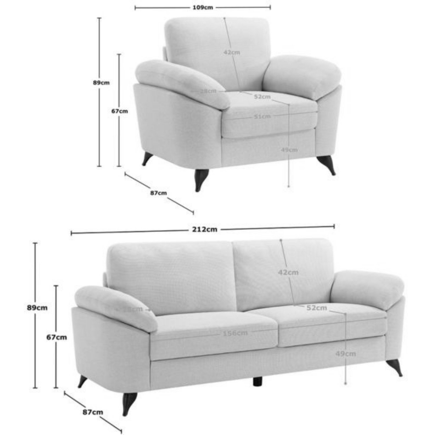 Furniture Online Malmo Scandi Style Linen 1+3 Seater Sofa Set - Grey - Image 7
