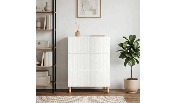 Walplus Engineered Wood Drawer Cabinet Tall Unit - White - 66 x 34.5 x 90 cm