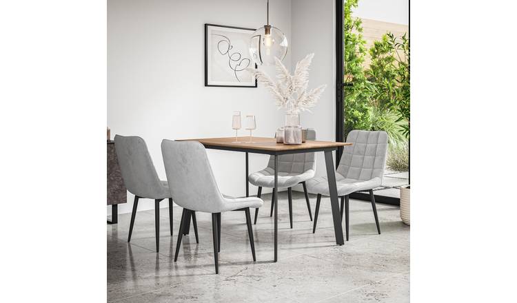 Furniture Online Haydon Nova Oak Effect Dining Table & 6 Grey Chairs