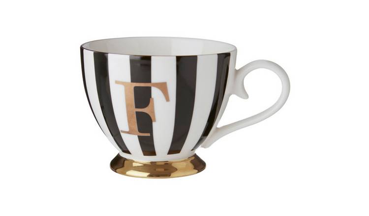 Orsina Duchess F Monogram Mug – Black and White