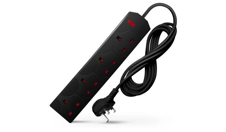 Desiretech 4 Gang Extension Lead - 5 Metre - Black