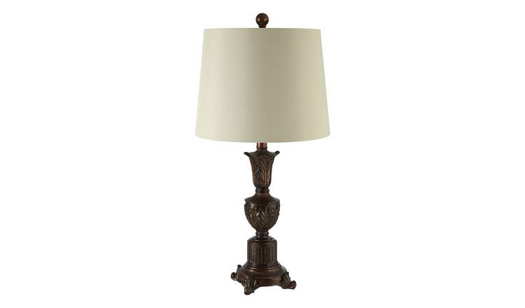 Orsina Pembroke Linen and Polystone Table Lamp – Brown