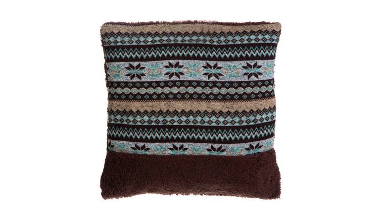 Orsina Bute Fair Isle Square Cushion – Brown