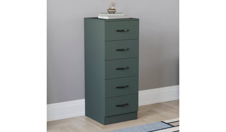 Vida Designs Riano 5 Drawer Narrow Chest - Green