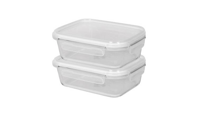 Harbour Housewares Glass Containers with Lids - Pack of 2 - 20 x 6cm