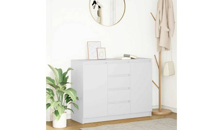 Walplus Engineered Wood Drawer Sideboard - White - 100.5 x 35 x 76 cm