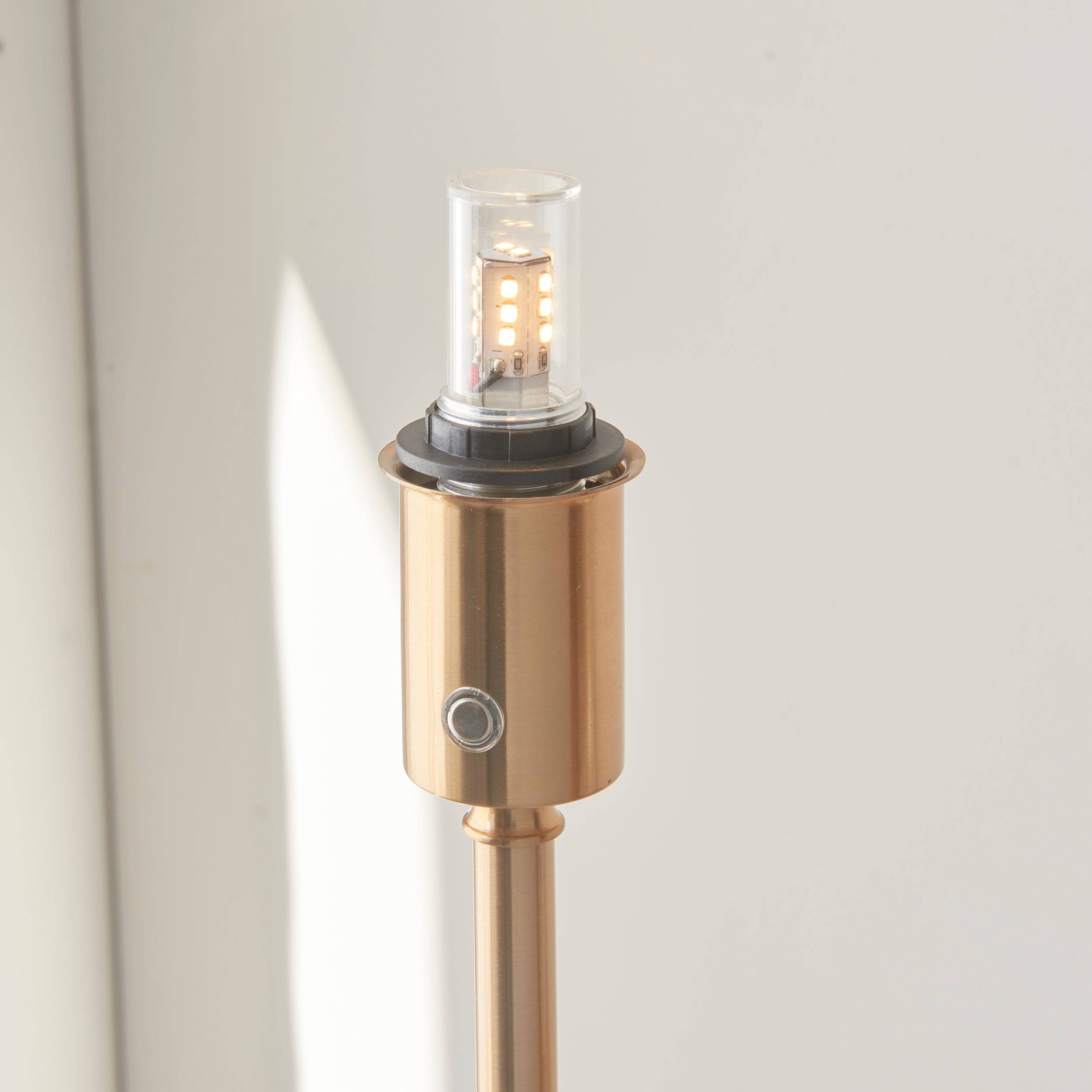 Loops Direct 20cm Steel Floor Lamp LED Rechargeable - Brushed Aged Brass - Image 3