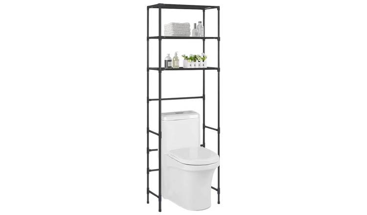 Walplus Stainless Steel Tier Storage Rack Over Toilet - Black - 53 x 28 x 169 cm