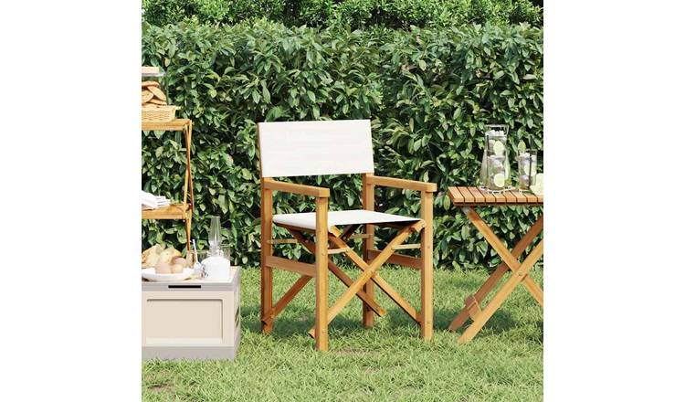 Walplus Wood Folding Directors Chair - Cream - 55 x 54 x 85 cm